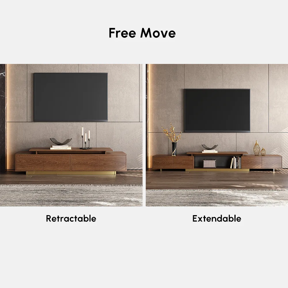 Mordel Natural Modern Rectangle Glossy Extendable TV Stand Storage for 65 to 85" TV — image 17
