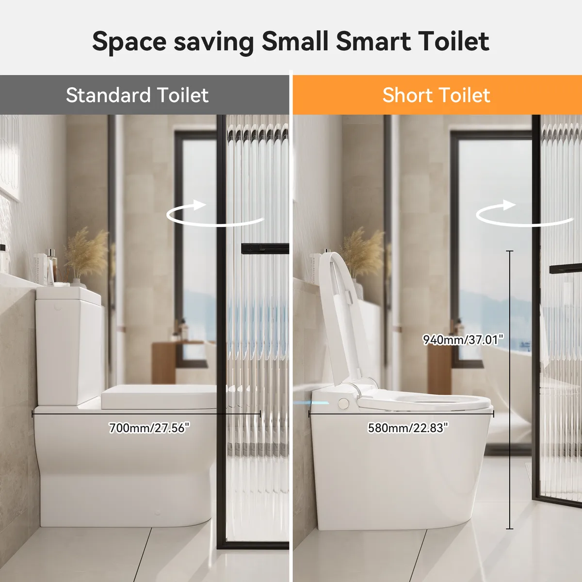 Compact Smart Bidet Toilet with Auto Open/Close Lid Built-in Tank Automatic Flushing and UV Sterilization — image 3