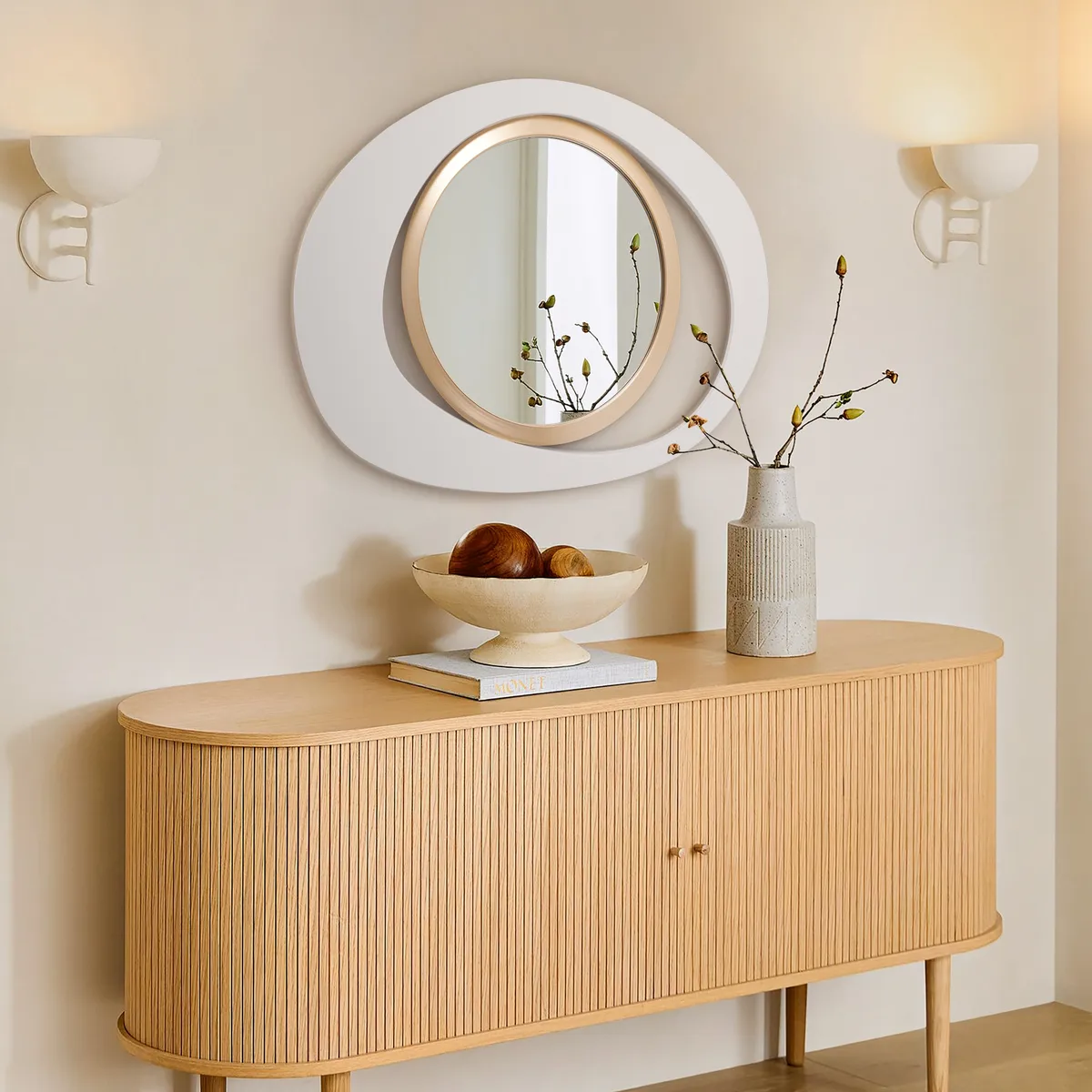Abstract Wall Mirror, Matte Black and Gold, Horizontal or Vertical — image 14