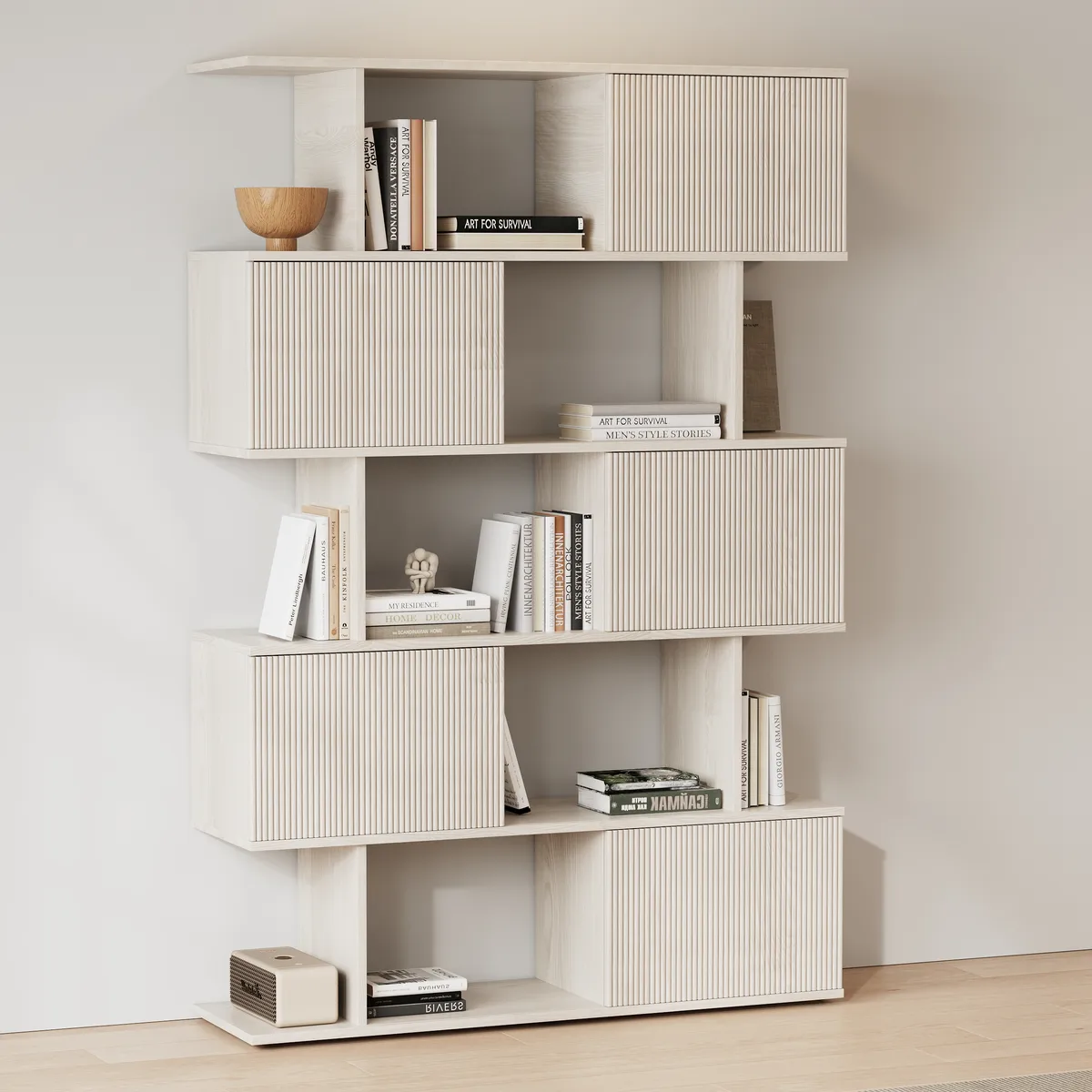 5-Shelf Walnut Bookshelf Etagere Tall Bookcase for Home & Office (72.8" High)