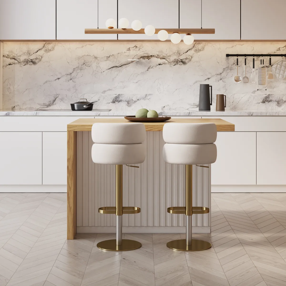 72" Modern Kitchen Island Laminate & 4 Counter Stools Set Storage Cabinet — image 17
