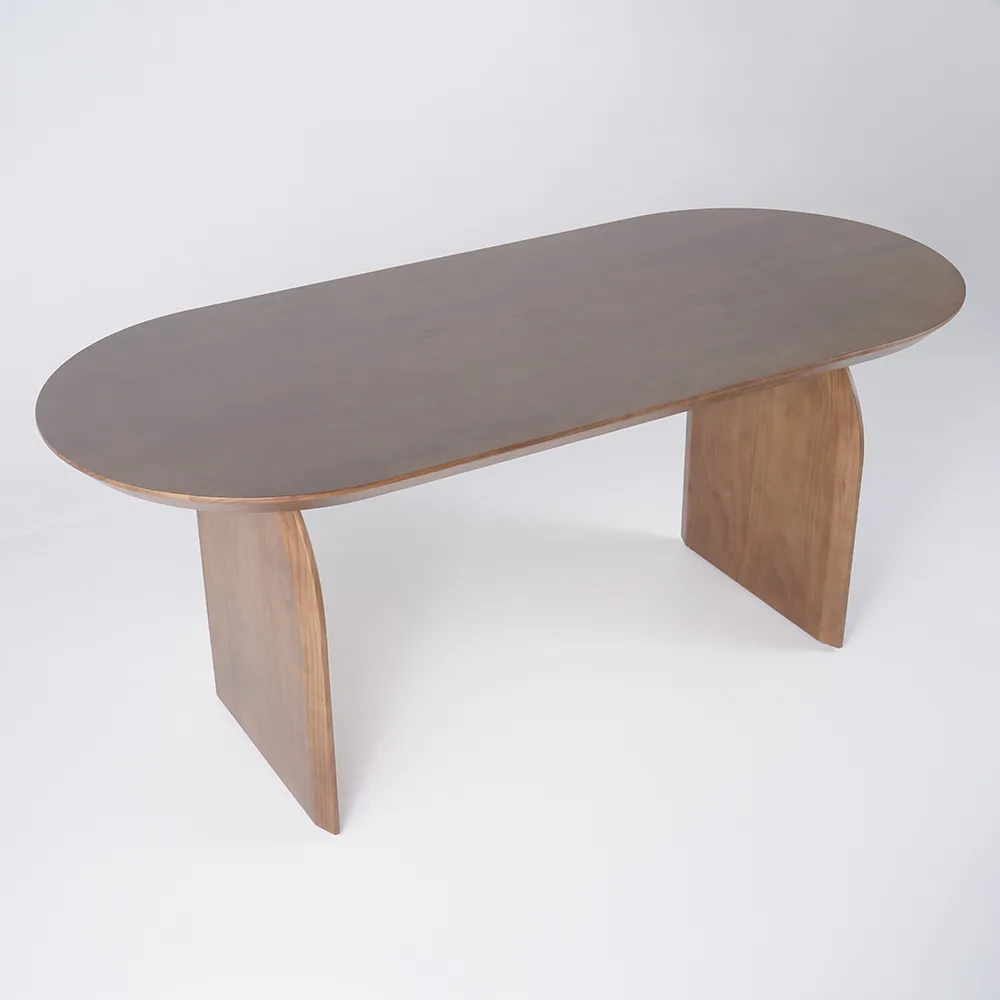 Dining Table Set 70.9" Oval Solid Wood Dining Table & 4 Walnut Japandi Rattan Dining Chairs — image 8