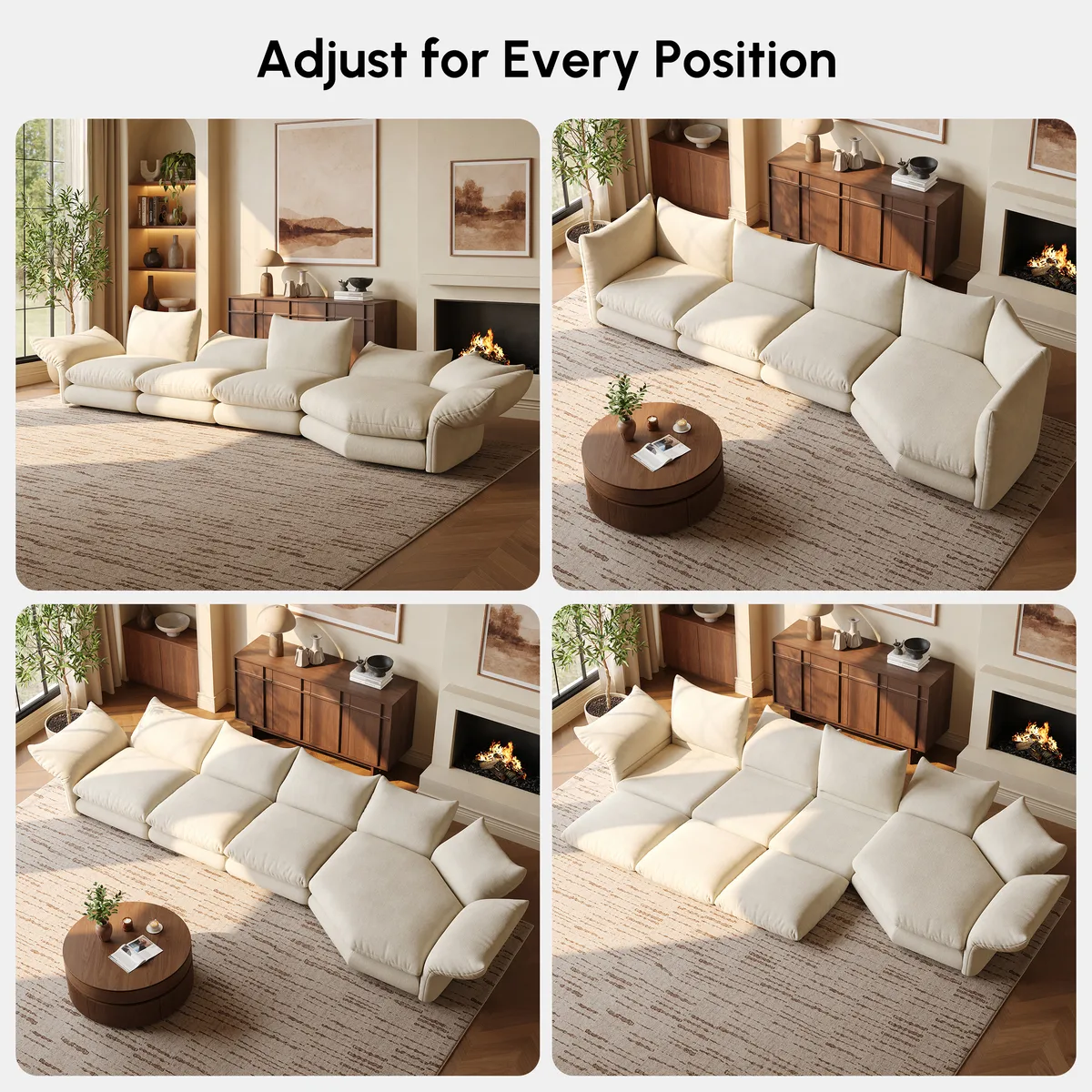 111" 3-Piece Chenille Sectional Sofa with Adjustable Armrests & Backrest — image 26