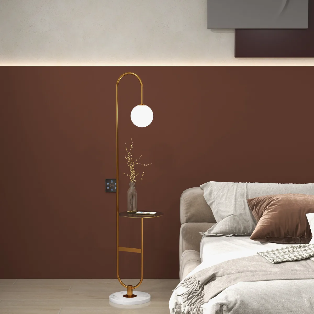 Globeal Set of two 60" Modern Floor Lamp with Shelf — image 8