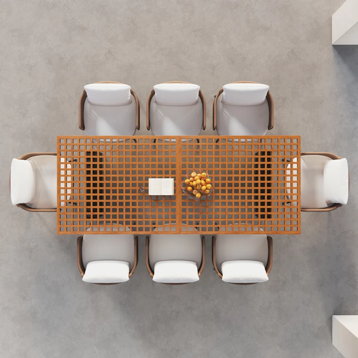 Grida Outdoor Teak & Aluminum Rectangular Dining Table, Seats 8 (94") — image 3