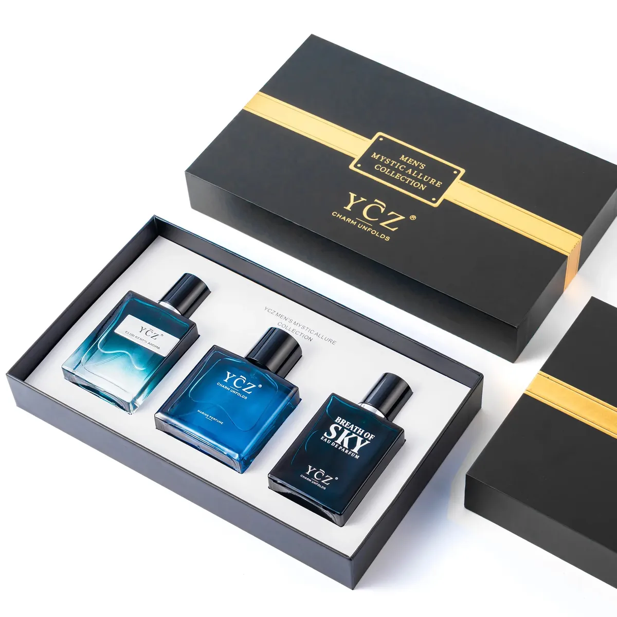 3 Pack Men's Cologne Gift Set, Ocean Sky Club, 1.7 Fl Oz Each Woody Citrus Cologne, Long Lasting Perfume, Ginger, Mint, Lemon, Cedarwood, Gift Box, Daily, Office.