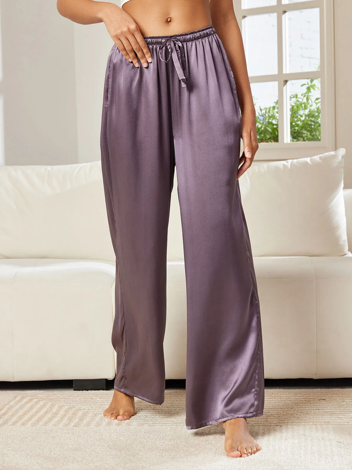100% Mulberry Silk Wide Leg Women's Pants — image 5