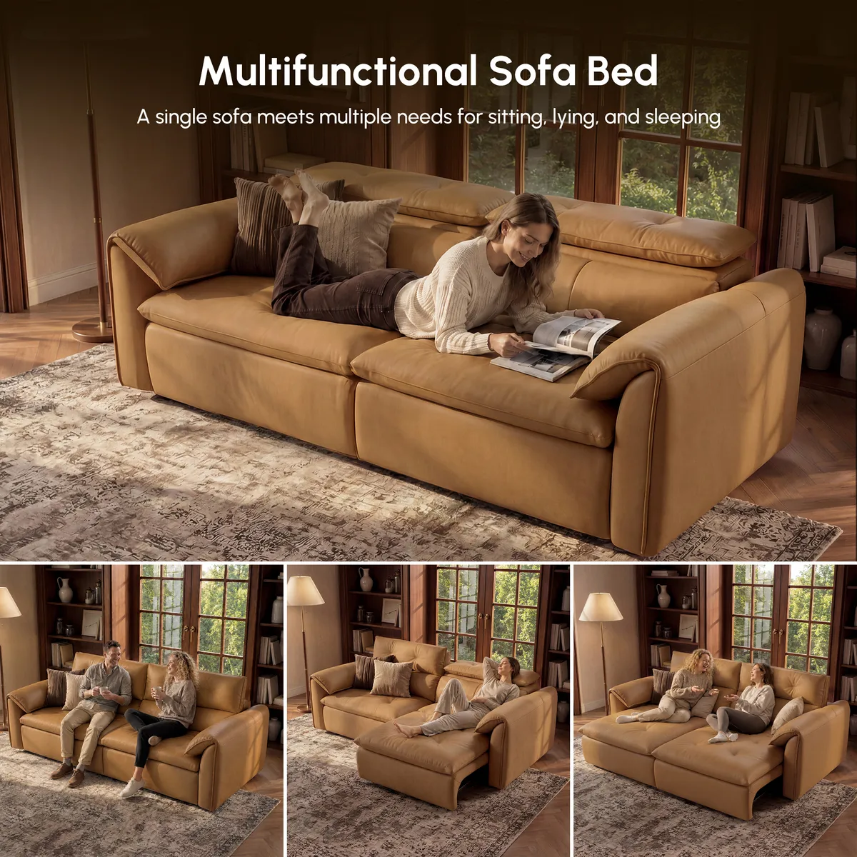 87" 2-Seater Genuine Leather Power Convertible Sleeper Sofa — image 29