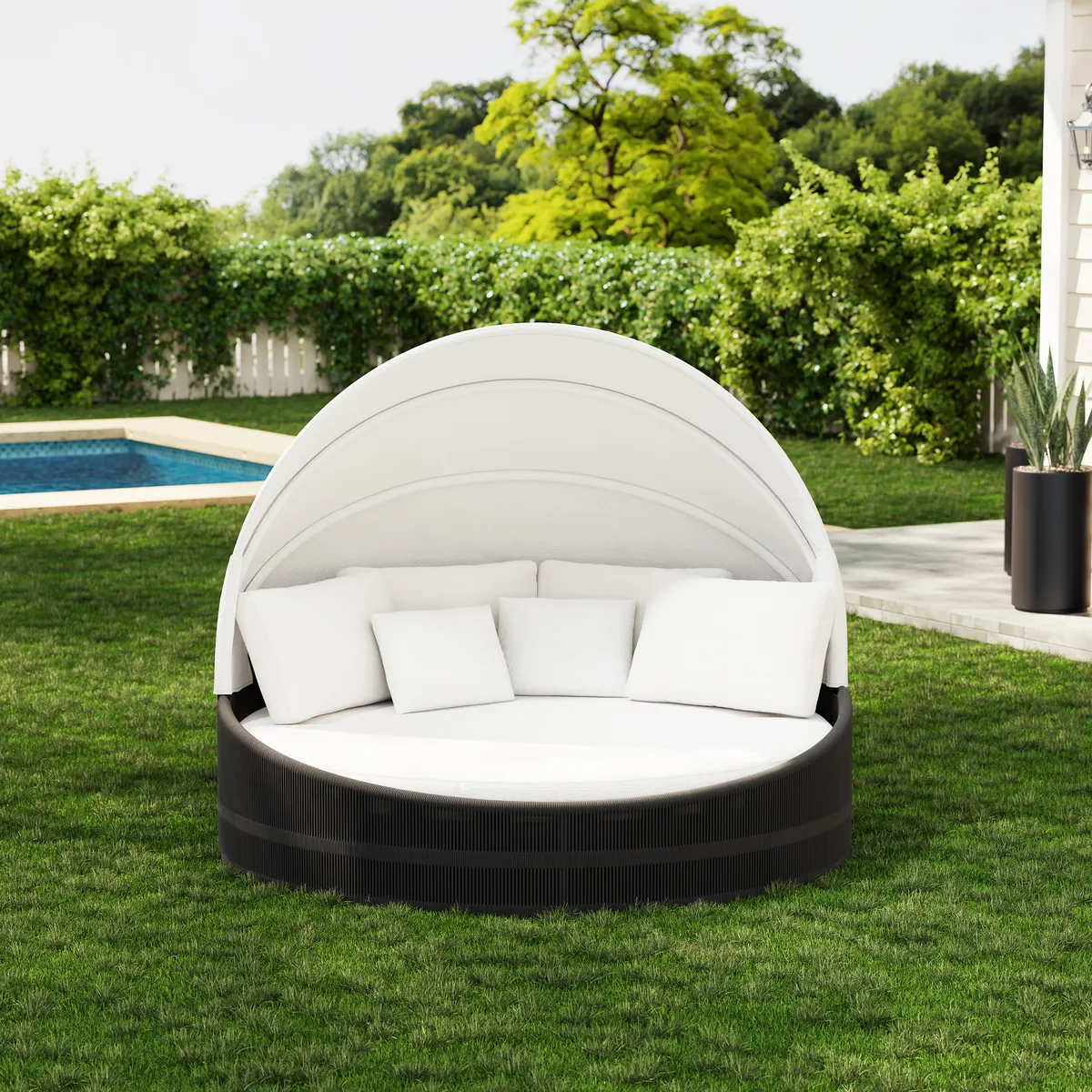 Costra Weatherproof Round Patio Daybed with Adjustable Canopy — image 9