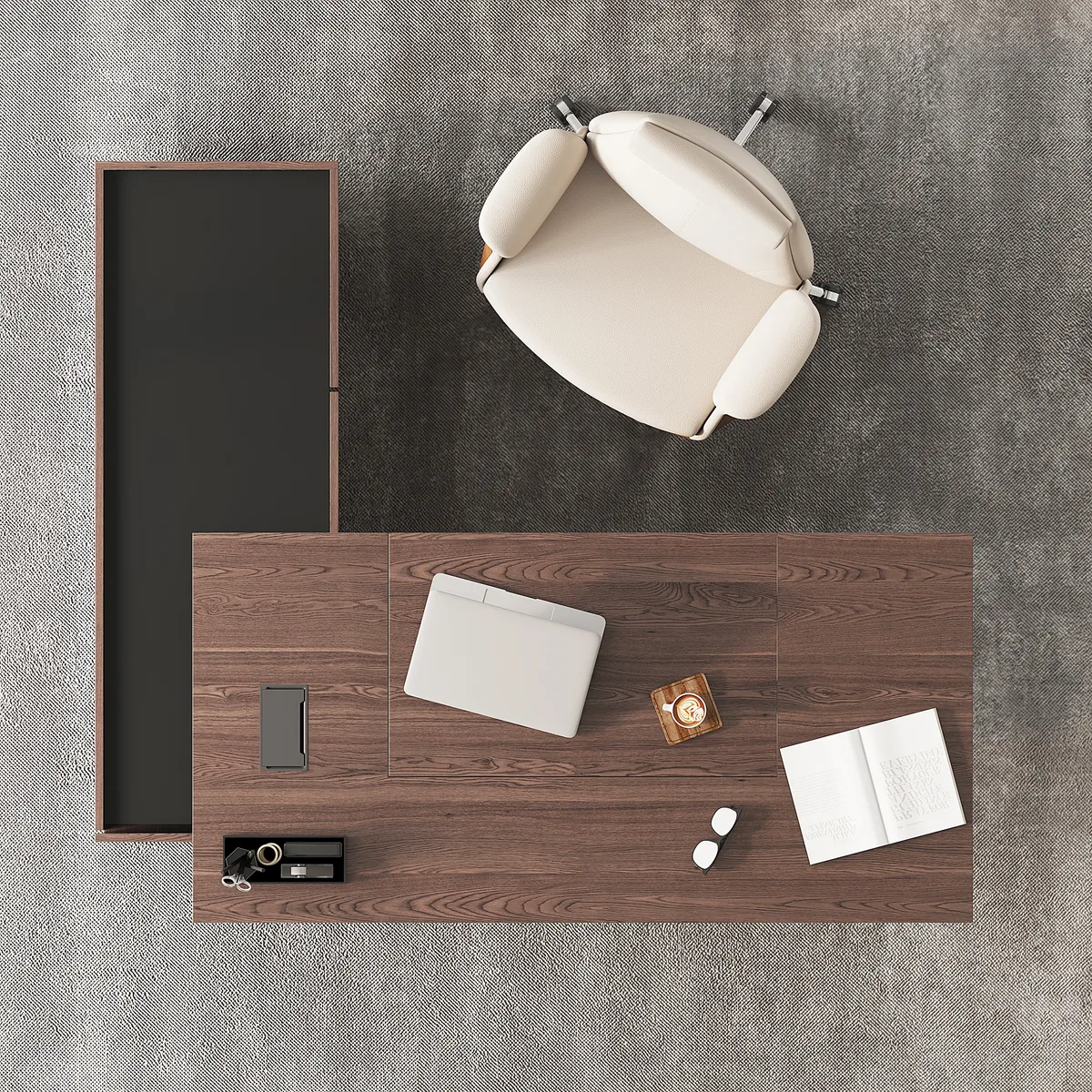 Modern 72" L-Shape Whitewash Standing Executive Desk with lifter Desktop Left Hand — image 28