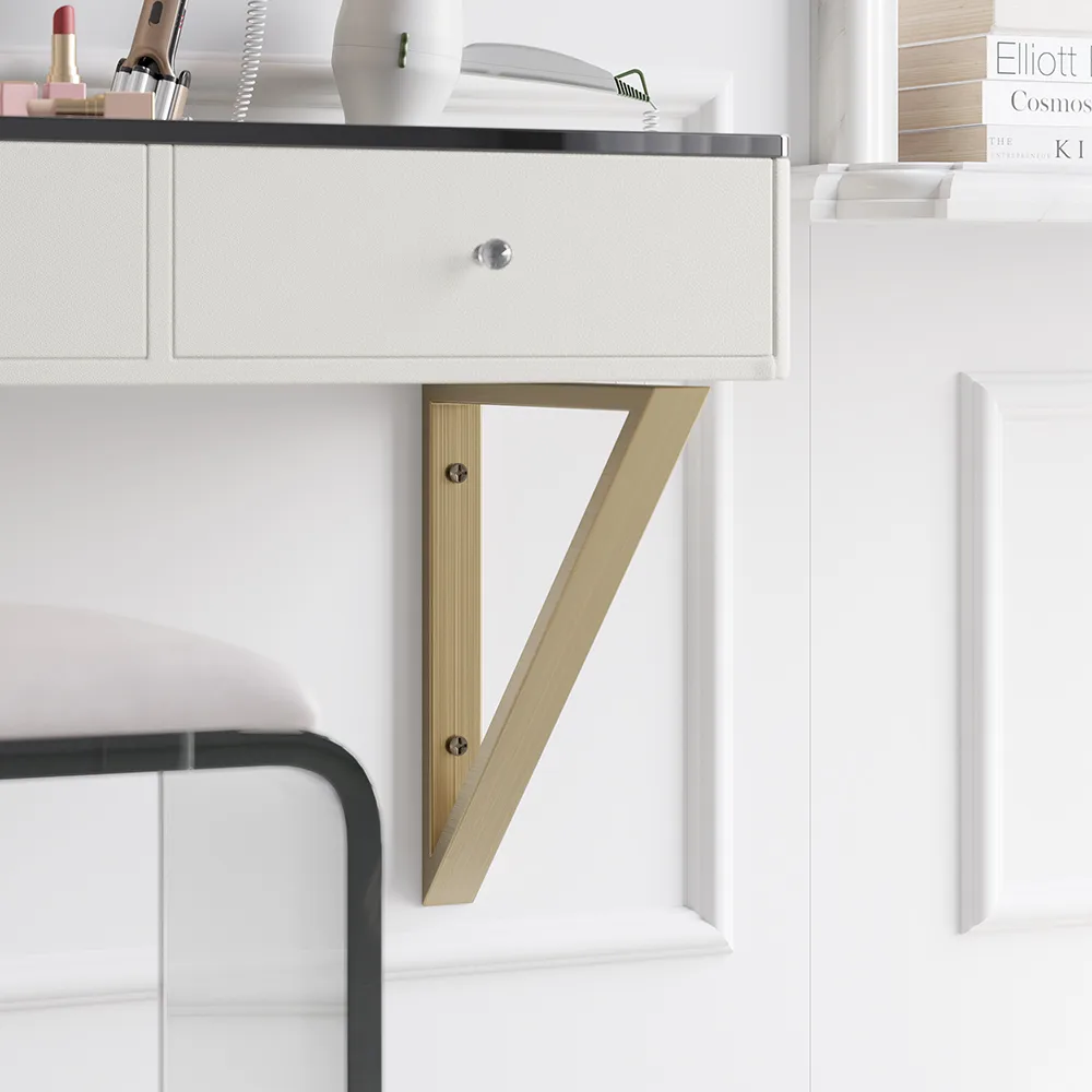Modern Floating Makeup Vanity with Tempered Glass Top & Drawers Wall Mounted Beauty Station — image 6