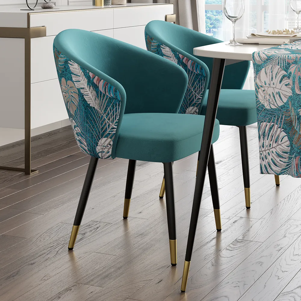 Modern Velvet Dining Chairs Upholstered Blue Dining Room Chairs with Arm — image 23