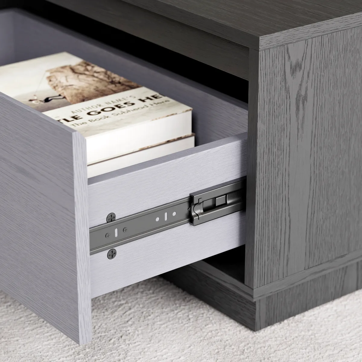 47" Mid Century Modern Gray Coffee Table Rectangular Block Living Room Table with Storage — image 28