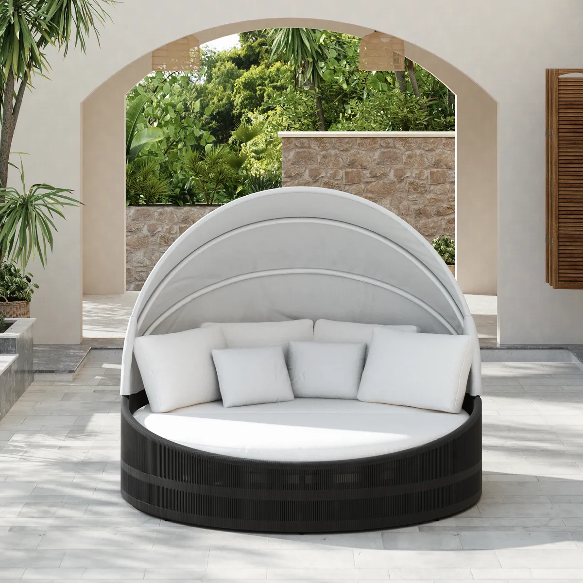 Costra Weatherproof Round Patio Daybed with Adjustable Canopy — image 5