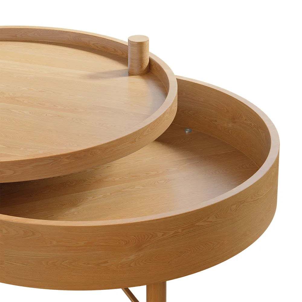 24" Round Rotating Tray Coffee Table with Storage & Metal Legs — image 6
