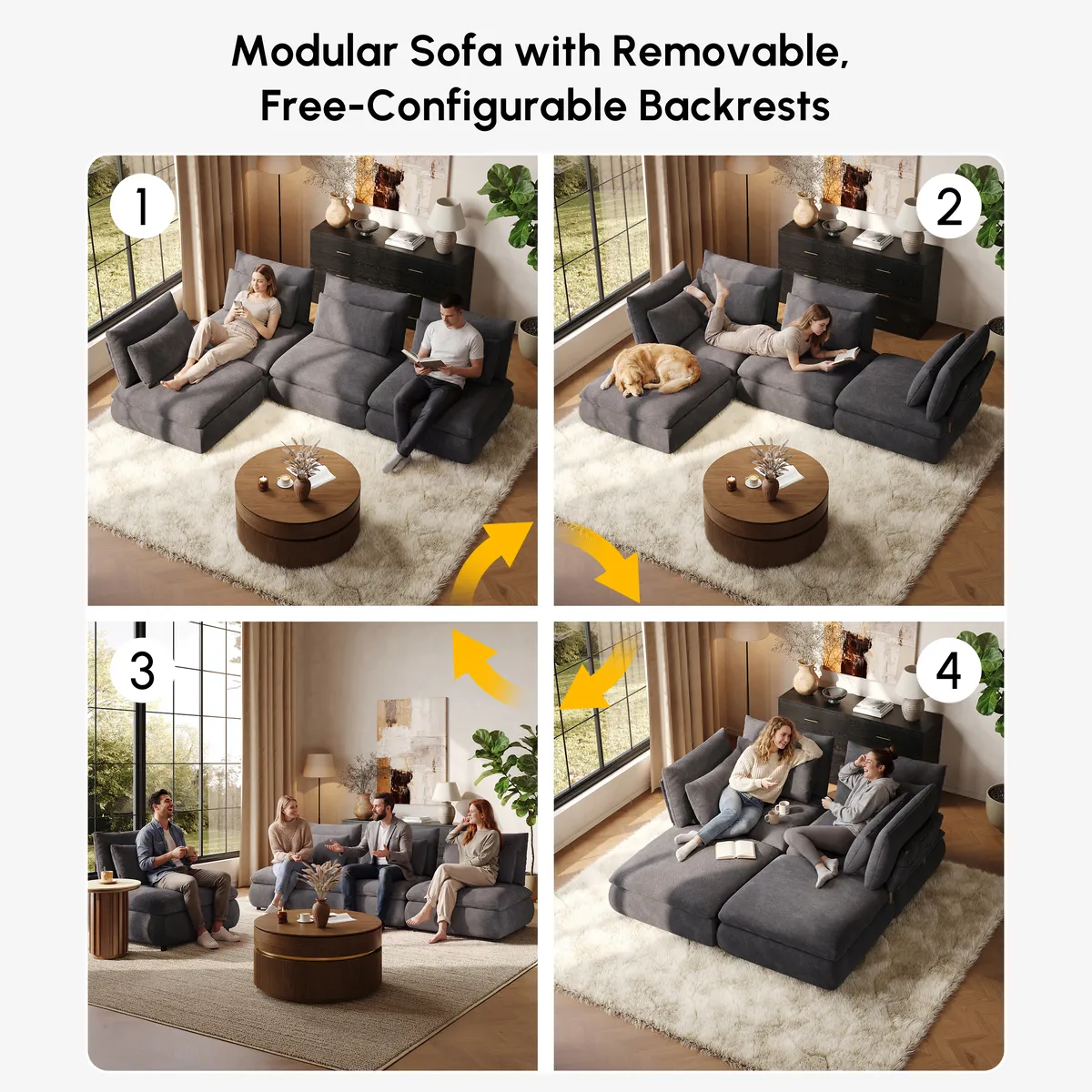 3-Piece Chenille Modular Sectional Sofa with Hidden Storage — image 16