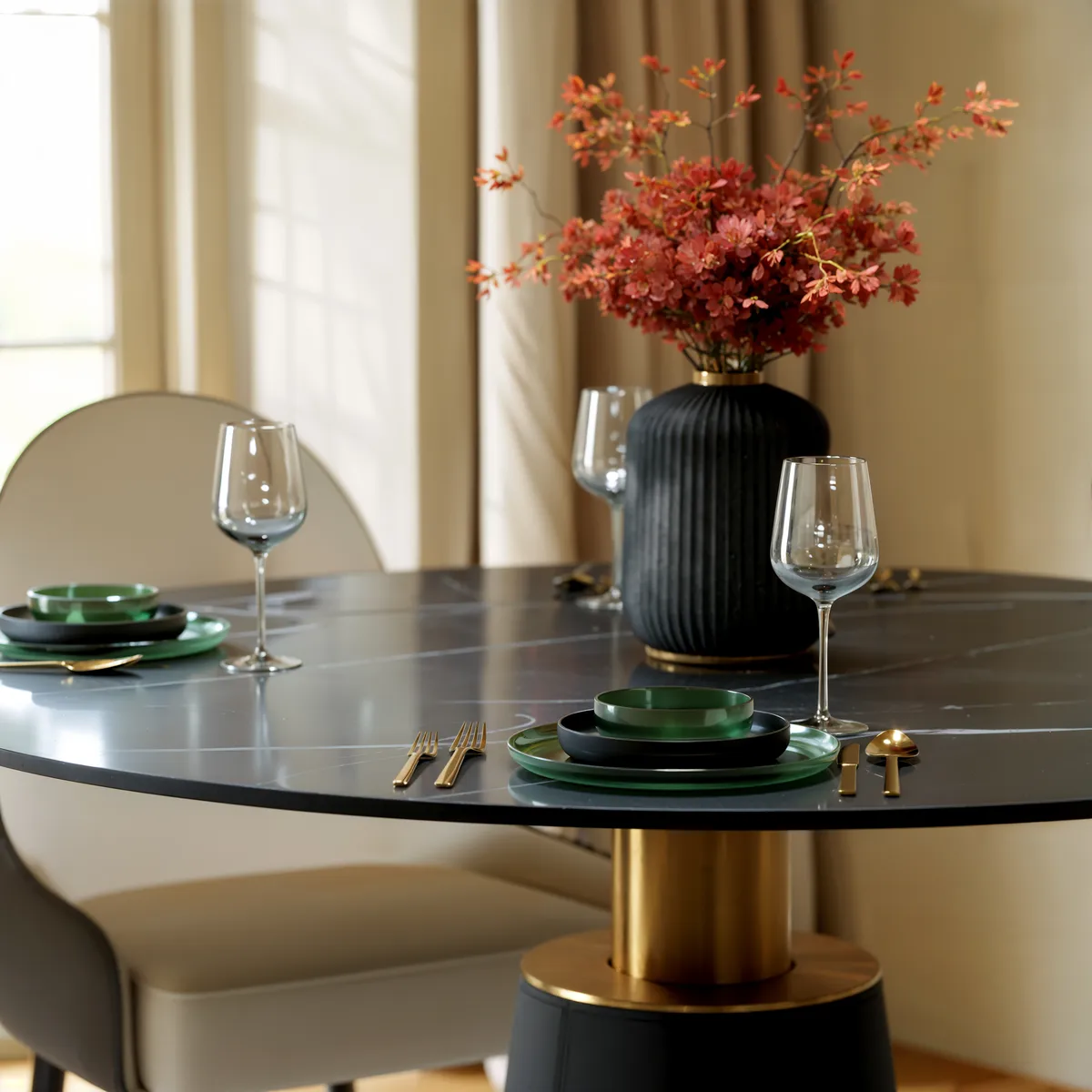 Dining Set 39" Sintered Stone Dining Table with 2 Chairs — image 10
