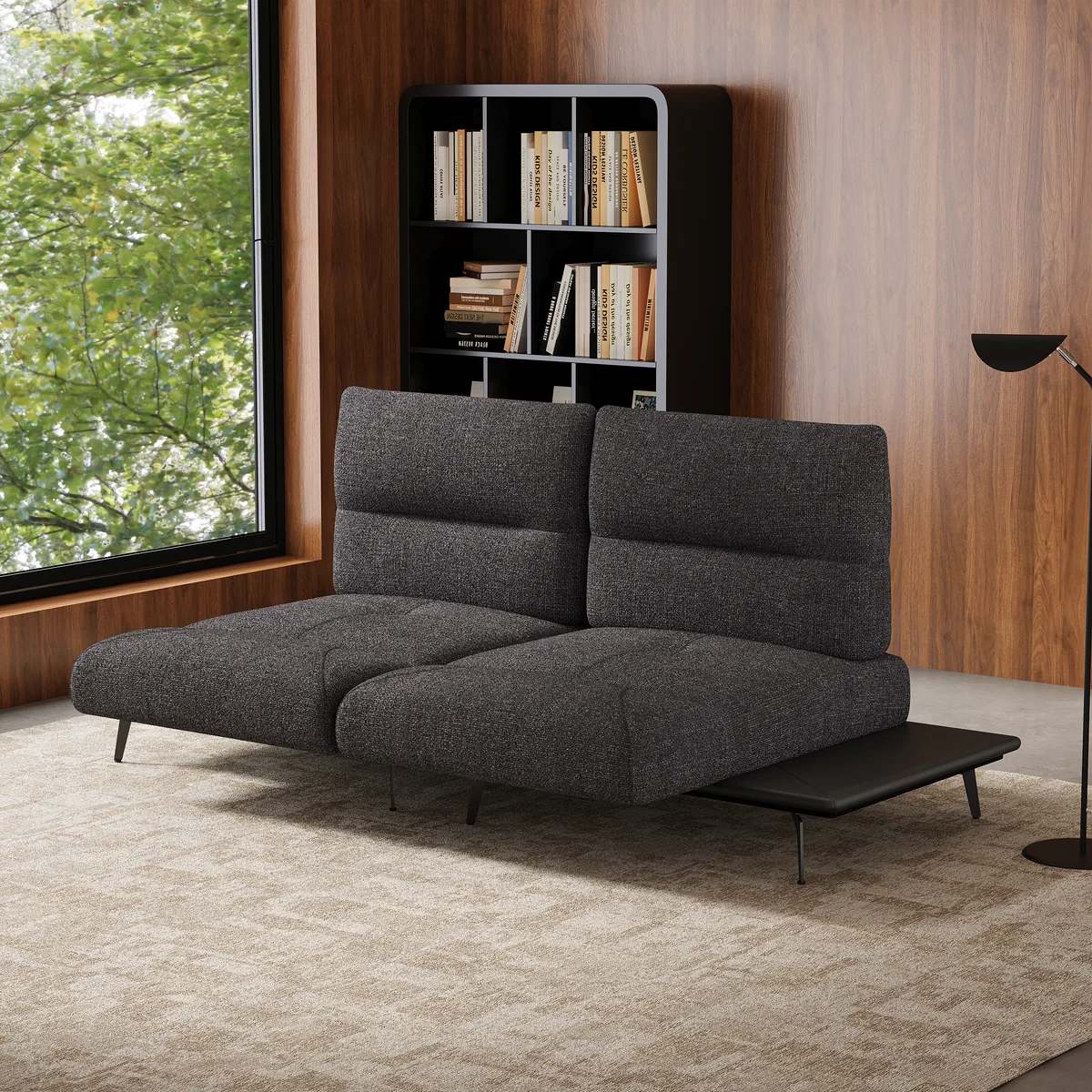2-Piece Yarn-Dyed Fabric and Faux Leather Reclining Sectional Sofa — image 12