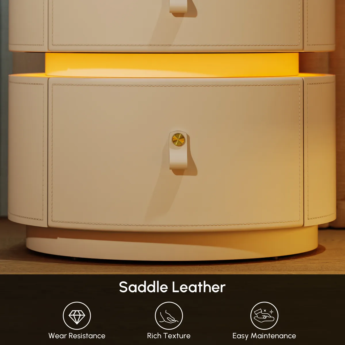 Modern Saddle Leather Smart LED Nightstand — image 18