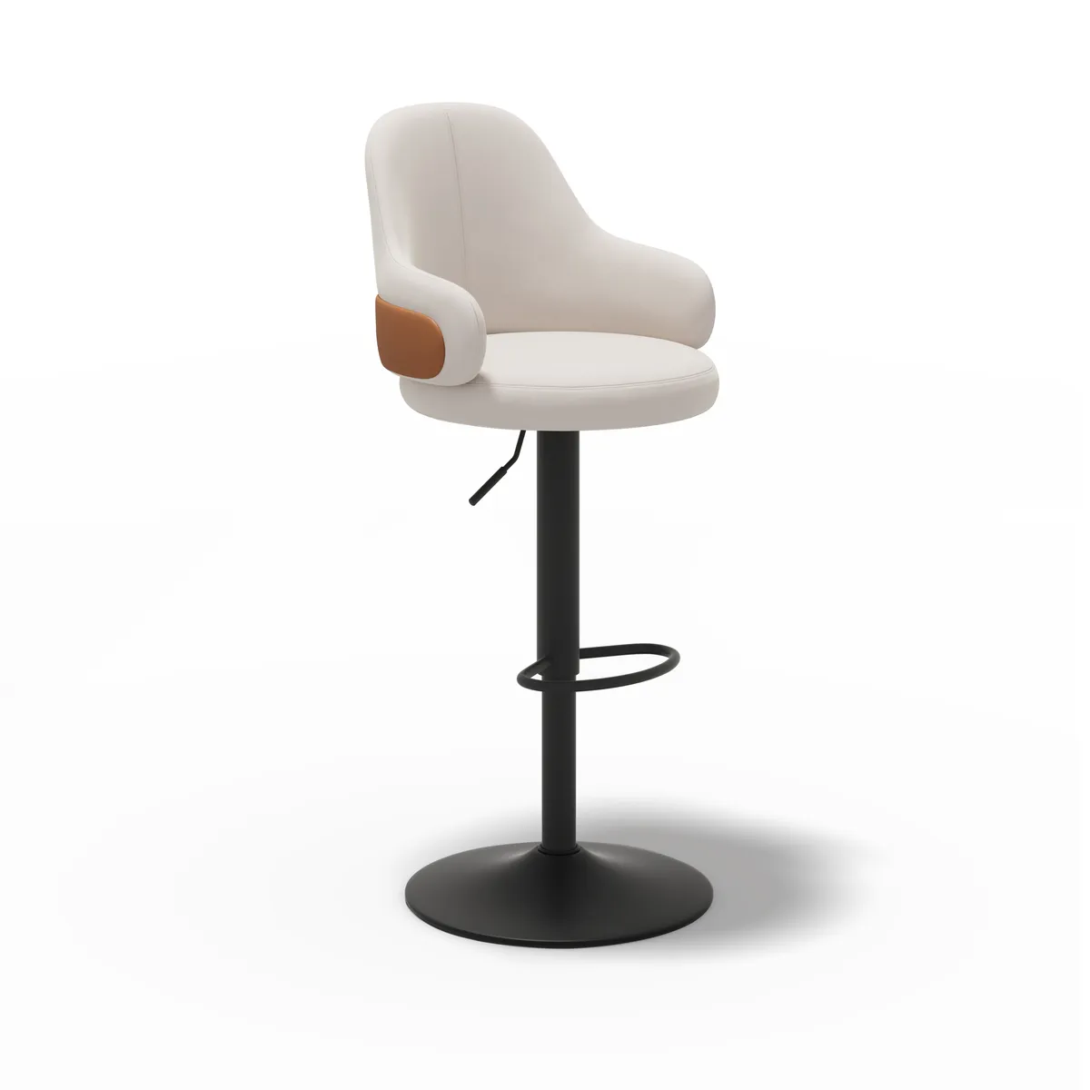 Swivel Bar Stool for Kitchen Island Curved Wing Back White Velvet Adjustable Height — image 7