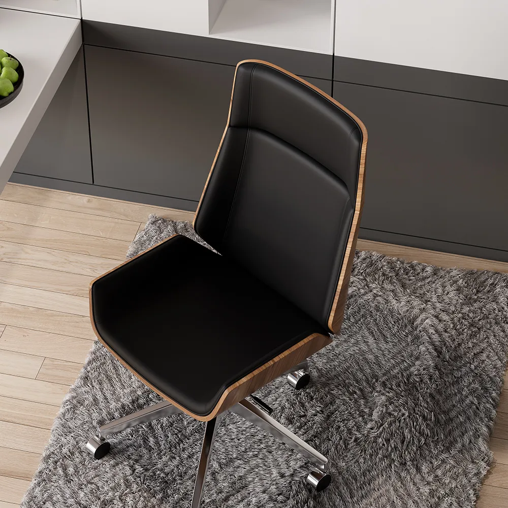 L-shaped Modern Executive Desk & Reclining Leather Office Desk Chair High Back — image 8