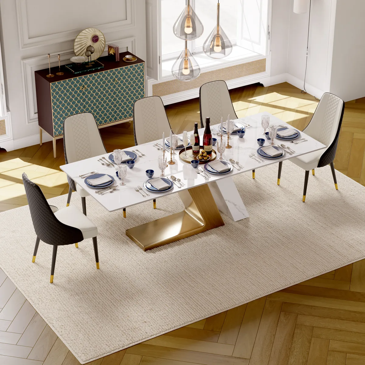 Diamic Black Faux Leather Dining Chairs with Upholstered — image 5