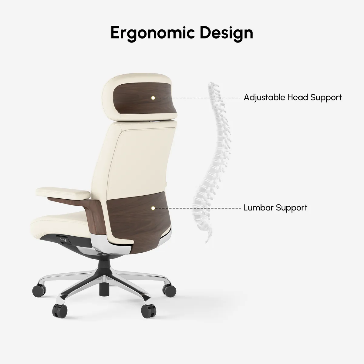 Black Genuine Leather Swivel Office Chair with Ergonomic Synchro-Tilt Recline System — image 19