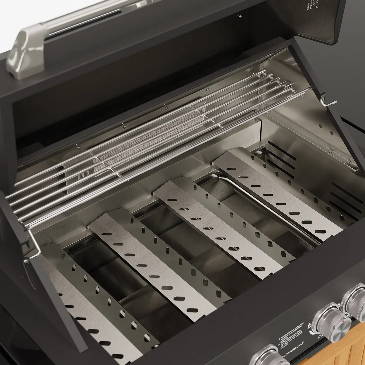 Tevara Modular Outdoor Barbecue Kitchen Cabinet with Propane Gas Grill Stainless Steel Movable BBQ Grilling Island in Black (118" W) — image 9