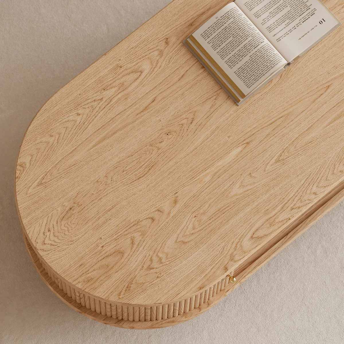47" Tambour Door Solid Wood Coffee Table with Storage Oval — image 6