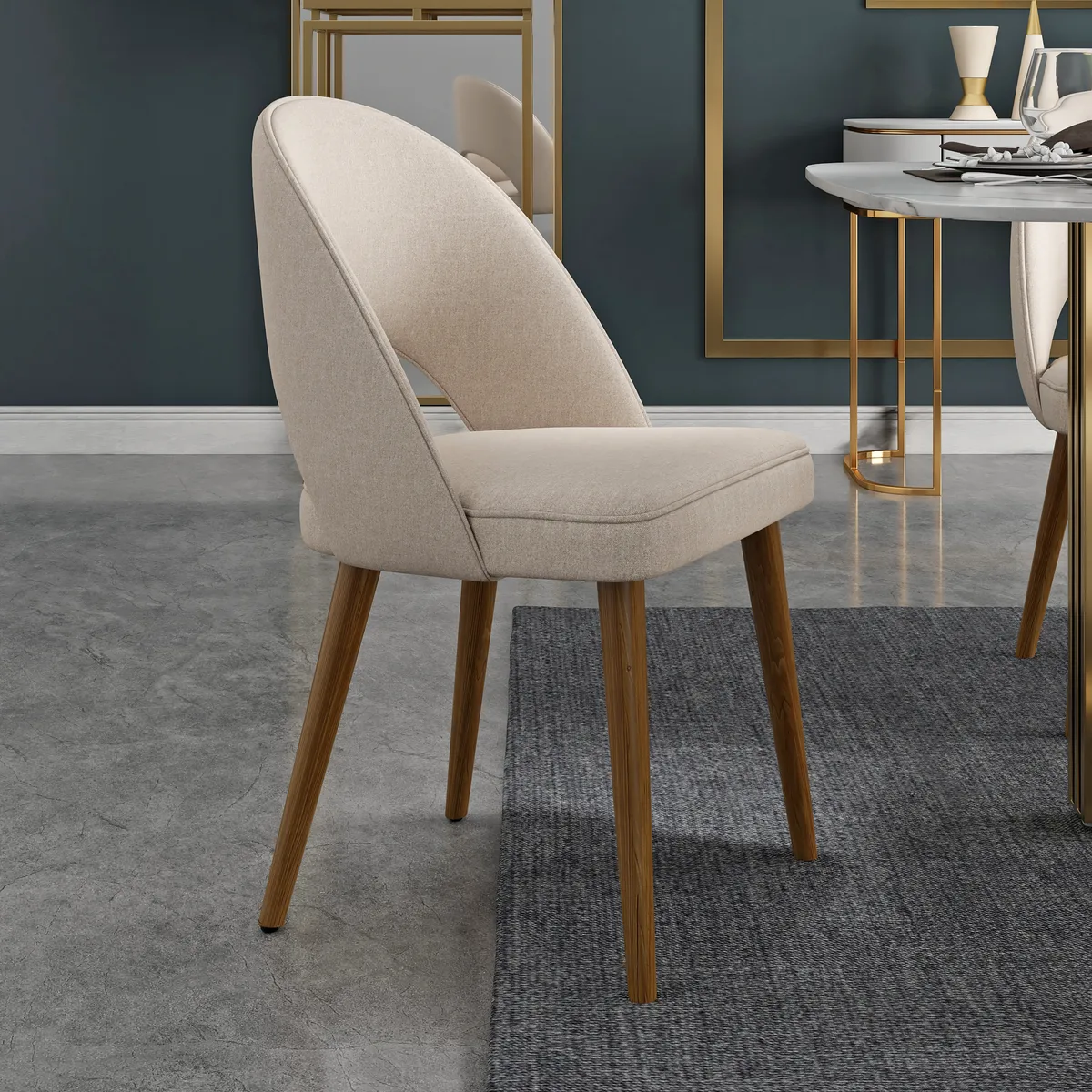 4-Pieces Modern Dining Chairs Cotton and Linen Upholstery