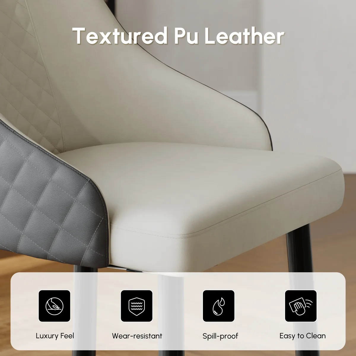 Diamic Black Faux Leather Counter Stool with Upholstered — image 26