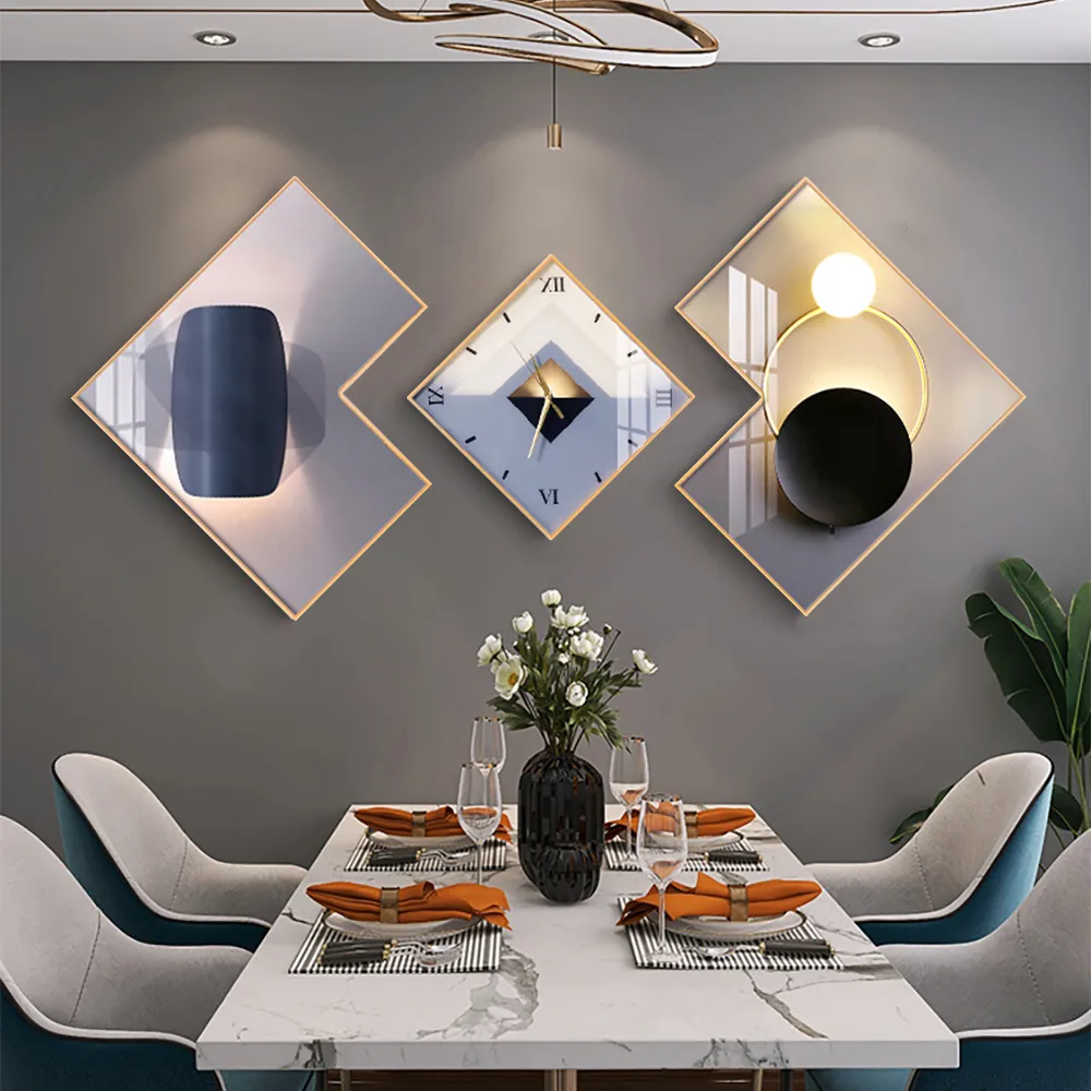 Modern 3-Piece Wall Clock Set – Functional Geometric Art with Gold Frames — image 12