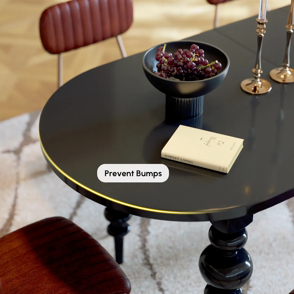 67"-79" Mid-Century Dining Table Oval Extendable Walnut Table for 4-8 Person with Turned Legs — image 6