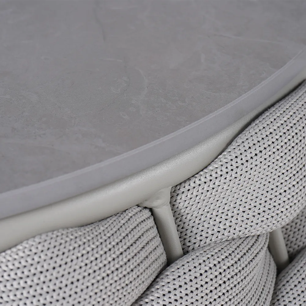 Tatta Modern Top Round Outdoor Coffee Table with Woven Rope Base & Storage — image 13