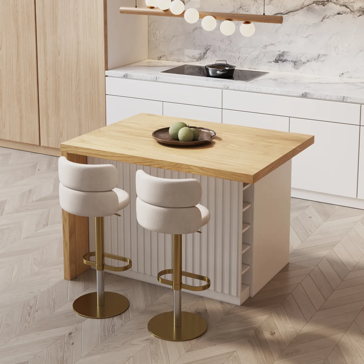 72" Modern Kitchen Island Laminate & 4 Counter Stools Set Storage Cabinet — image 12