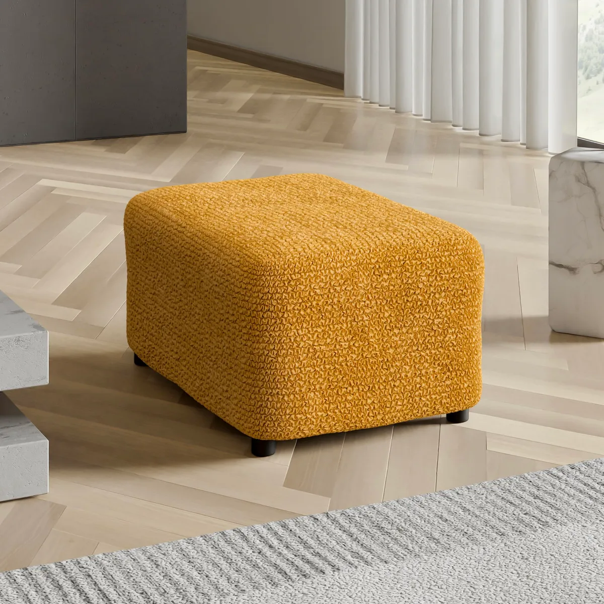 Ottoman Slipcovers - 1-Piece Furniture Protector - Form Fit, Machine Washable -MicrofibraCollection — image 13