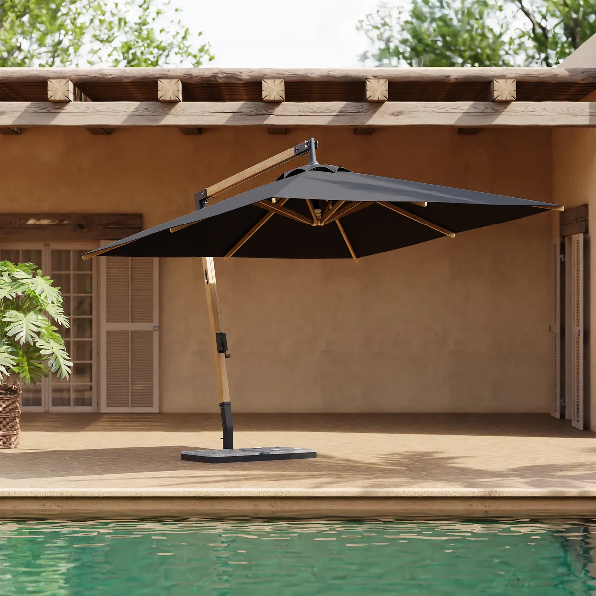 Tevara 118" Patio Cantilever Umbrella Adjustable Height Outdoor Sun Umbrella for Pool / Beach in Gary — image 12