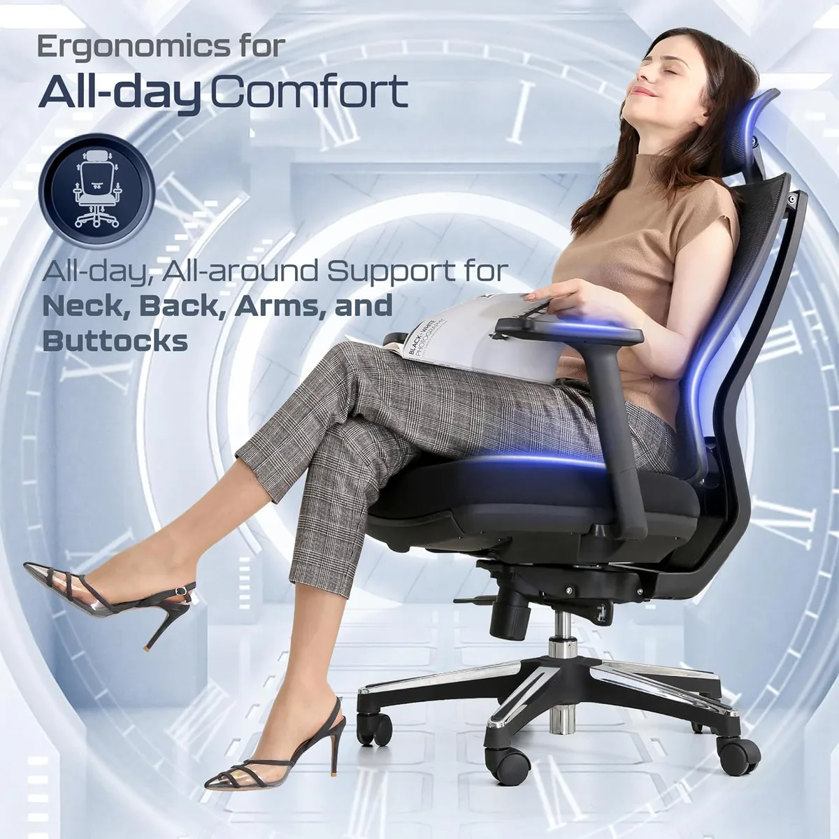 L2 (Ergo PRO 633) | Ergonomic Office Chair(Built-in Footrest) — image 4