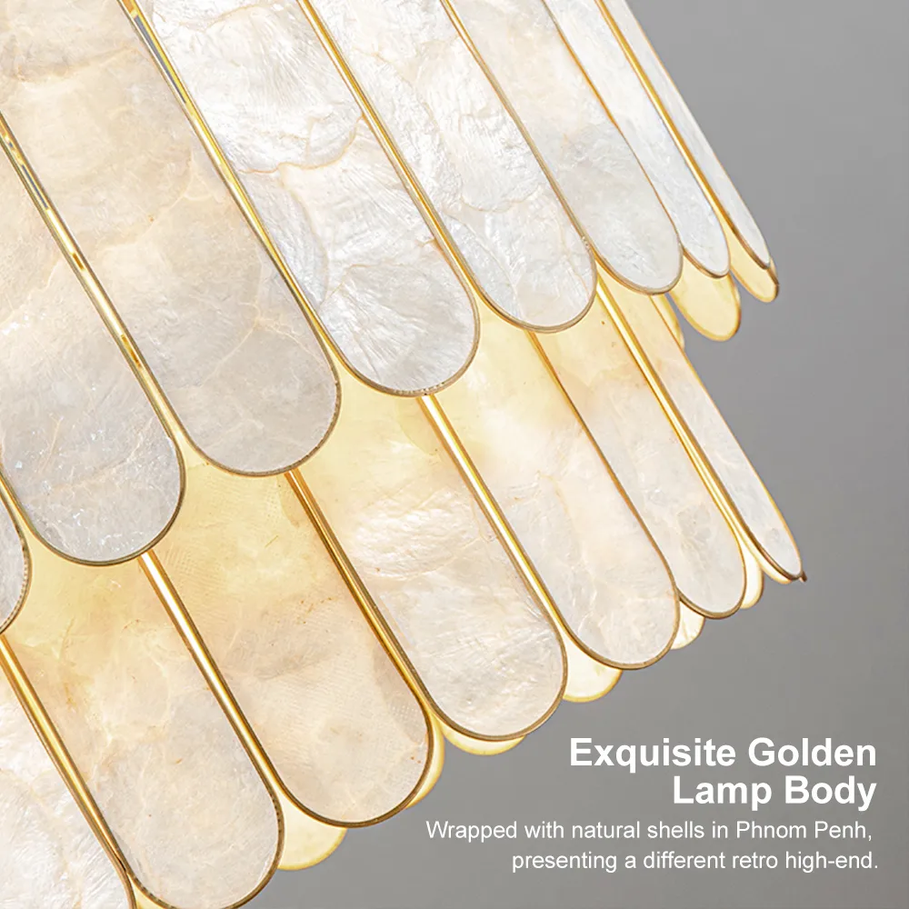 Enseo Coastal 8-Light Capiz Shell 2 Tiered Faceted Chandelier Pendant Light — image 6