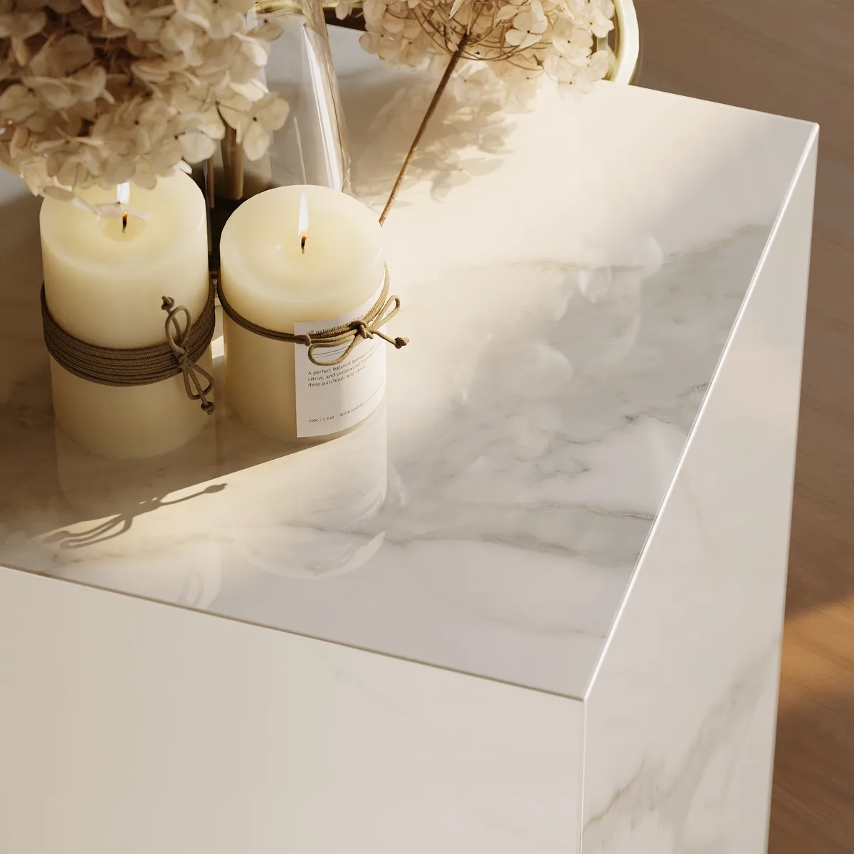 White Sintered?Stone Plinth Pedestal Plant Stand & Side Table — image 6