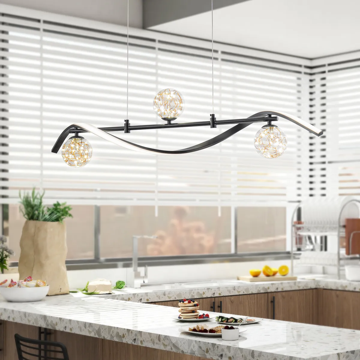 Set Of Two 4-Light LED Linear Dimmable Kitchen Island Lighting — image 13
