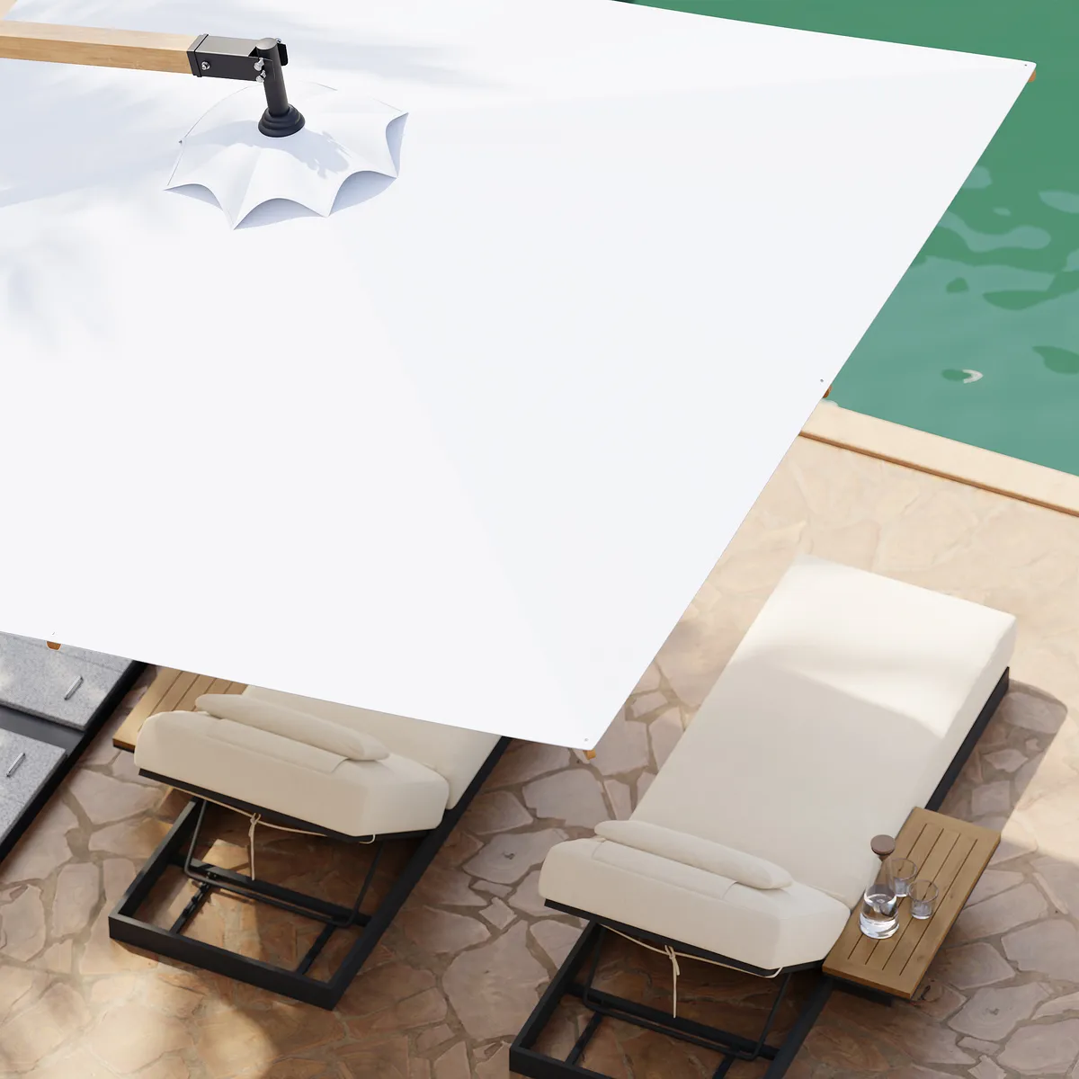 Tevara 118" Patio Cantilever Umbrella Adjustable Height Outdoor Sun Umbrella for Pool / Beach in Gary — image 10