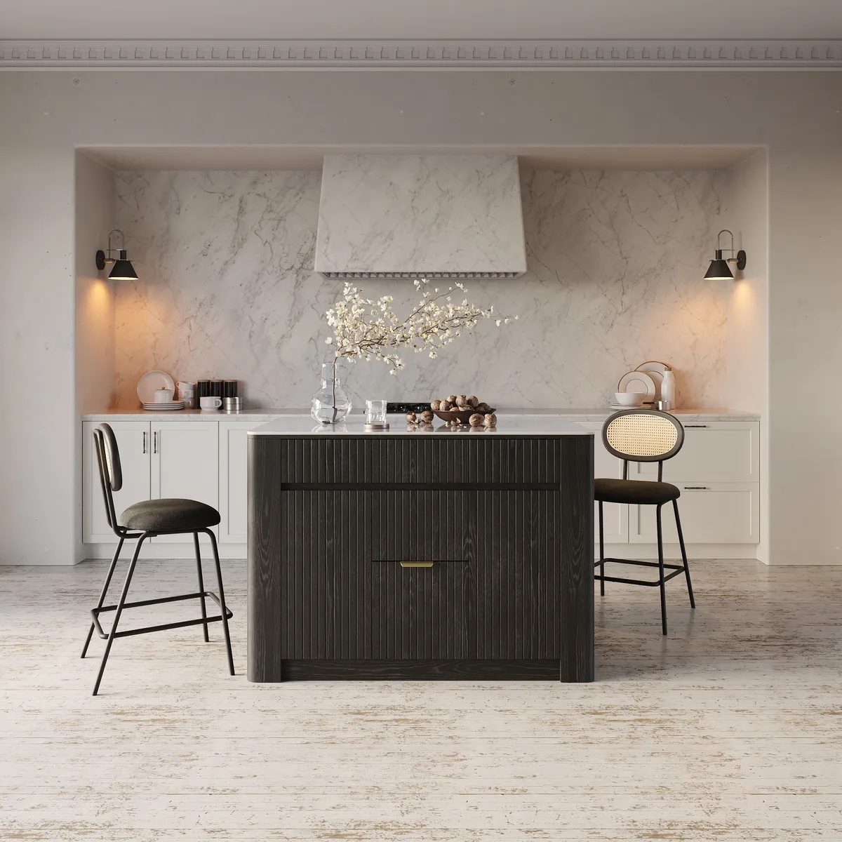 72" Sintered Stone Top Solid Wood Kitchen Island with Storage — image 6