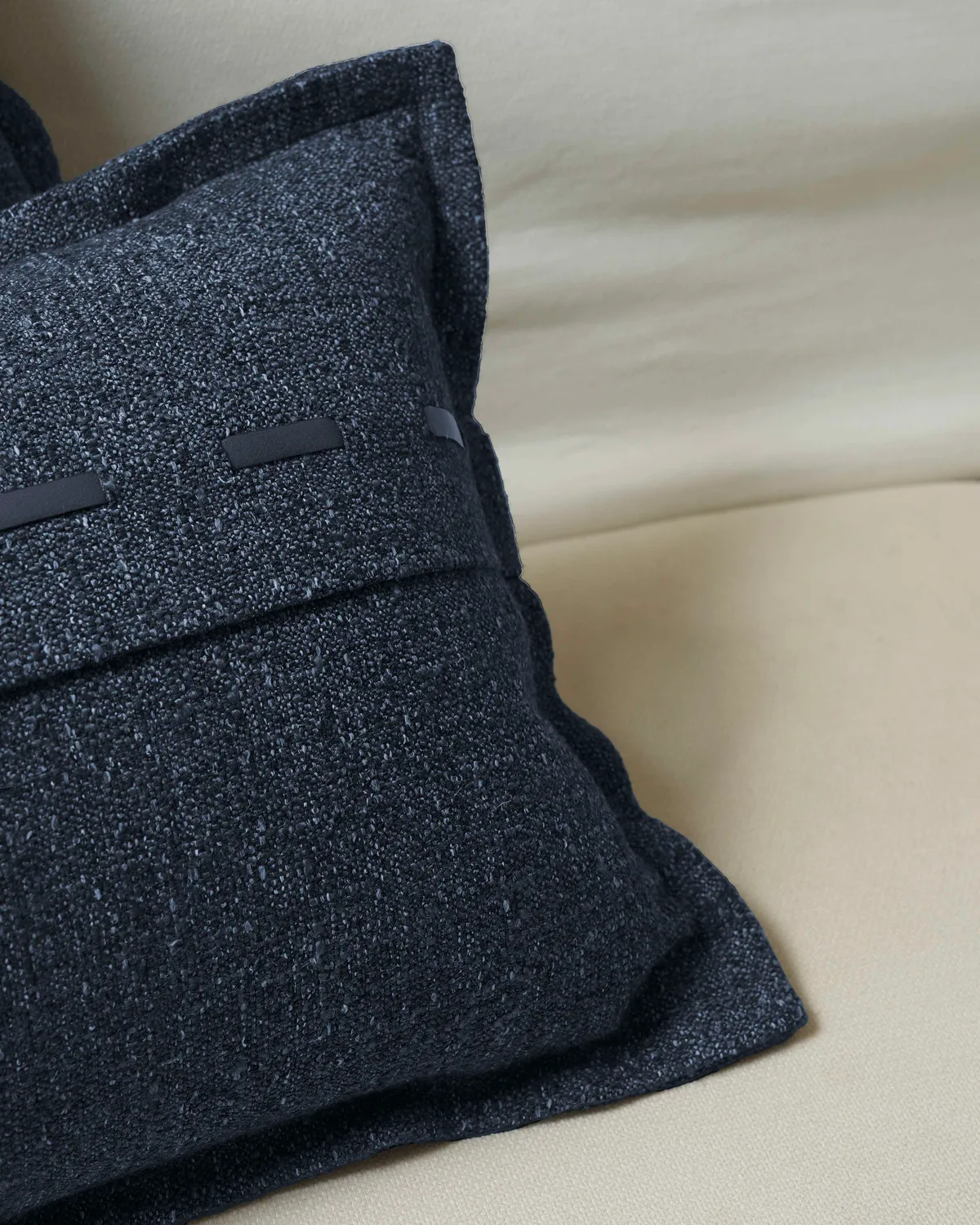 Luna Linen Blend Faux Leather Laced Throw Pillowcase — image 5