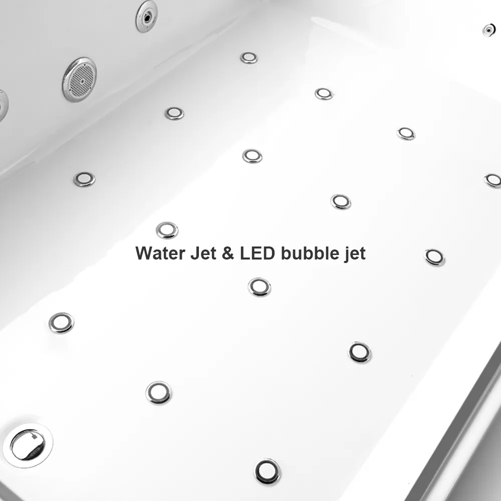 71" Double Whirlpool Bathtub with Thermostat Control & LED Lighting Jetted Hydrotherapy Massage Tub — image 6