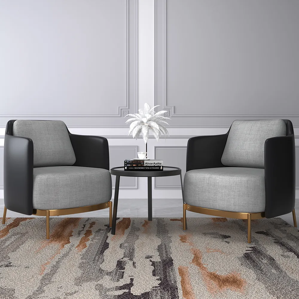 Black & Gray Modern Accent Chair with Linen Upholstery for Living Room — image 4