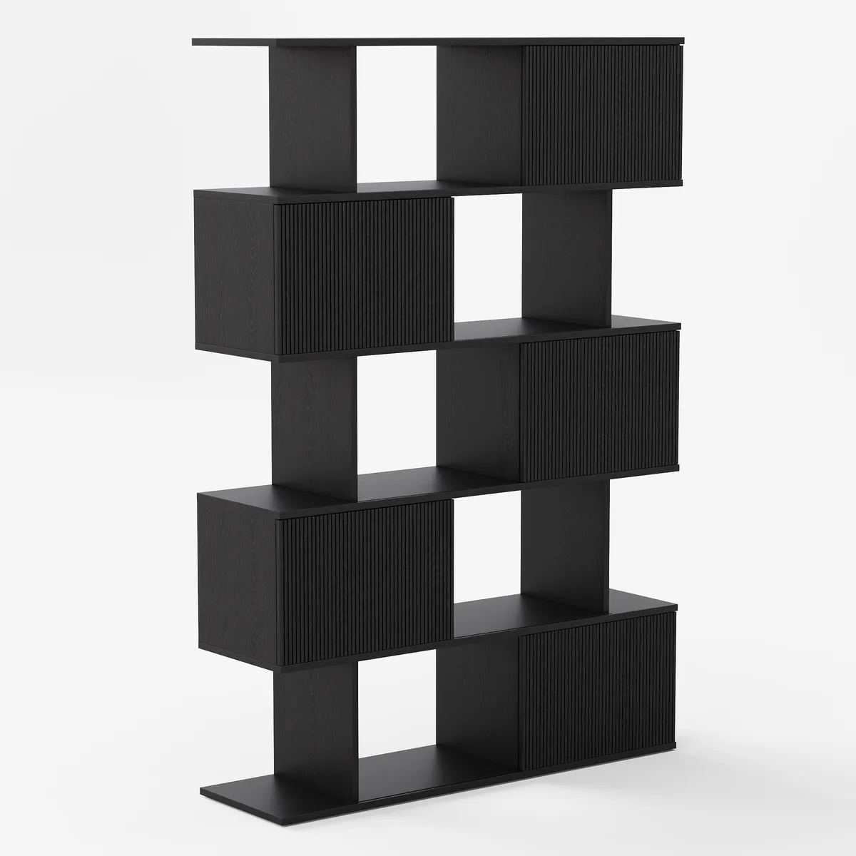 5-Shelf Walnut Bookshelf Etagere Tall Bookcase for Home & Office (72.8" High) — image 29