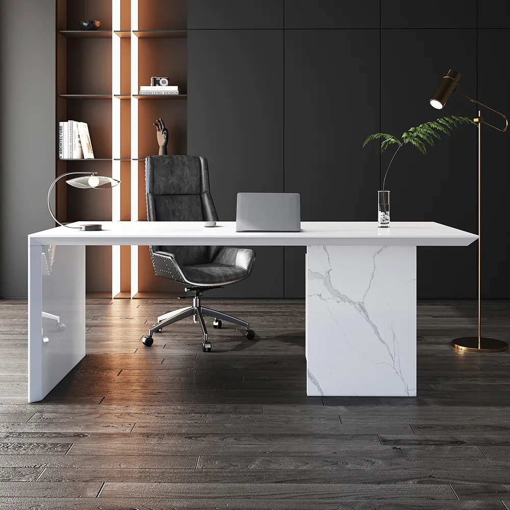 Modern White Wooden Home Office Desk with Movable File Cabinet Office Furniture (59.8") — image 3