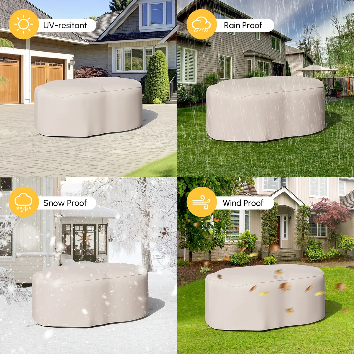 Cocaro 600D Tough Canvas Weatherproof Garden Dining Table Set Protective Covers — image 7