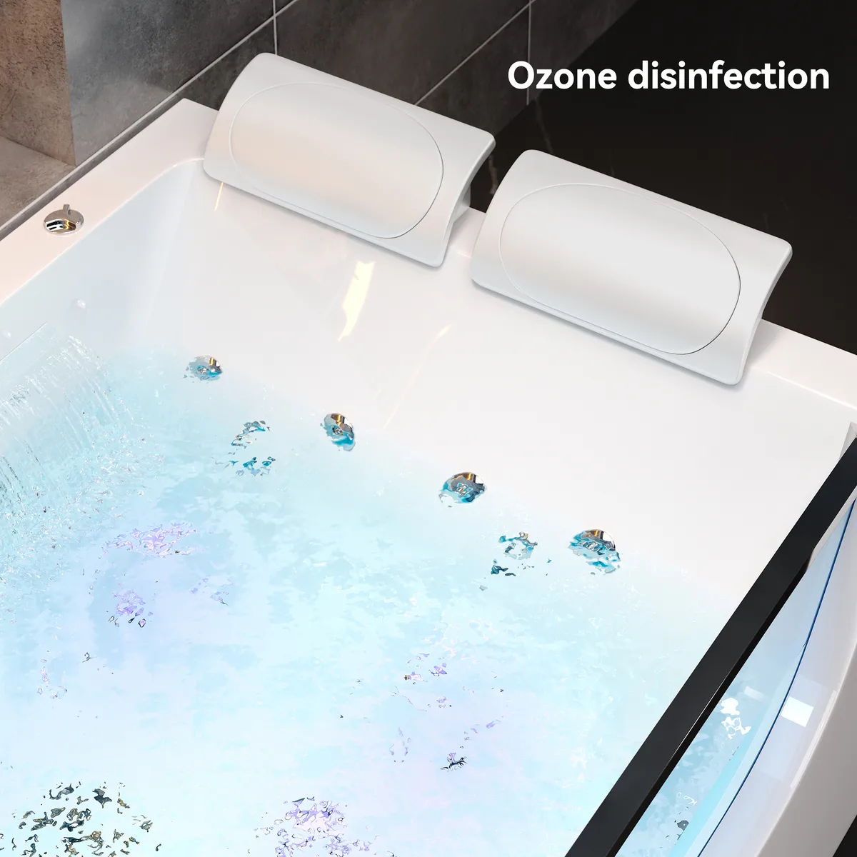 70.8" Rectangle Whirlpool Bathtub Acrylic Jetted Massage Whirlpool Water with Thermostat — image 6